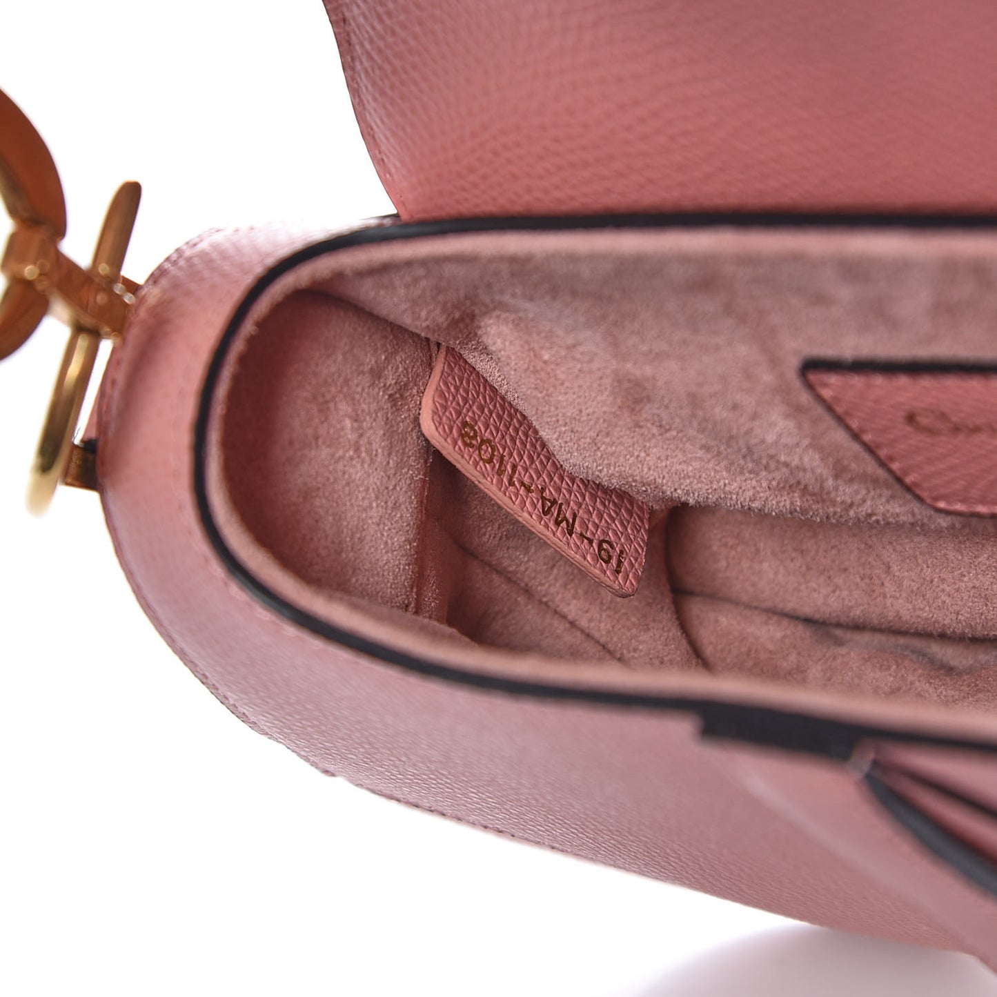 Grained Calfskin Mini Saddle Bag Pink