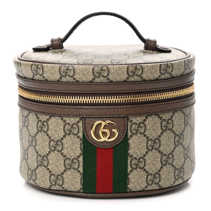 Gucci GG Supreme Monogram Textured Calfskin Web Ophidia Vanity Cosmetic Case Beige Ebony New Acero 1 of 8