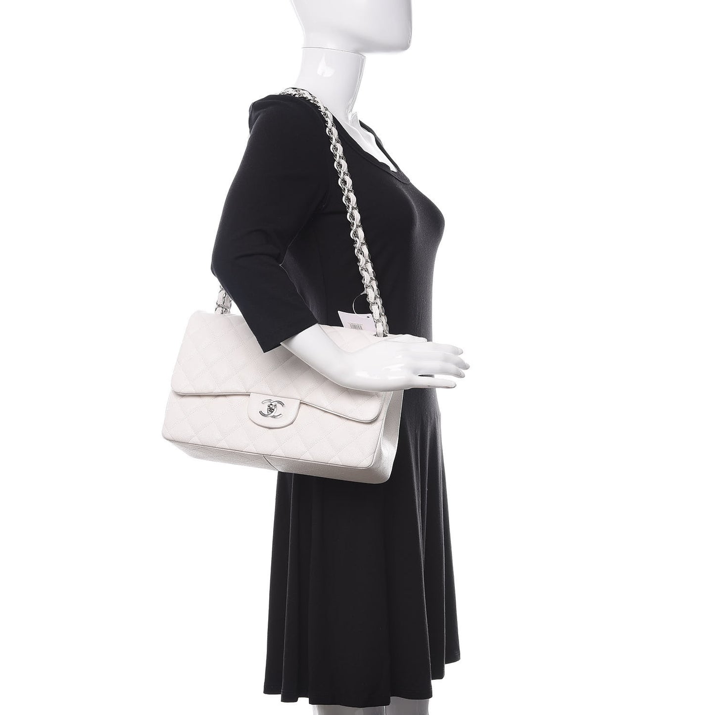 Caviar Quilted Jumbo Double Flap White