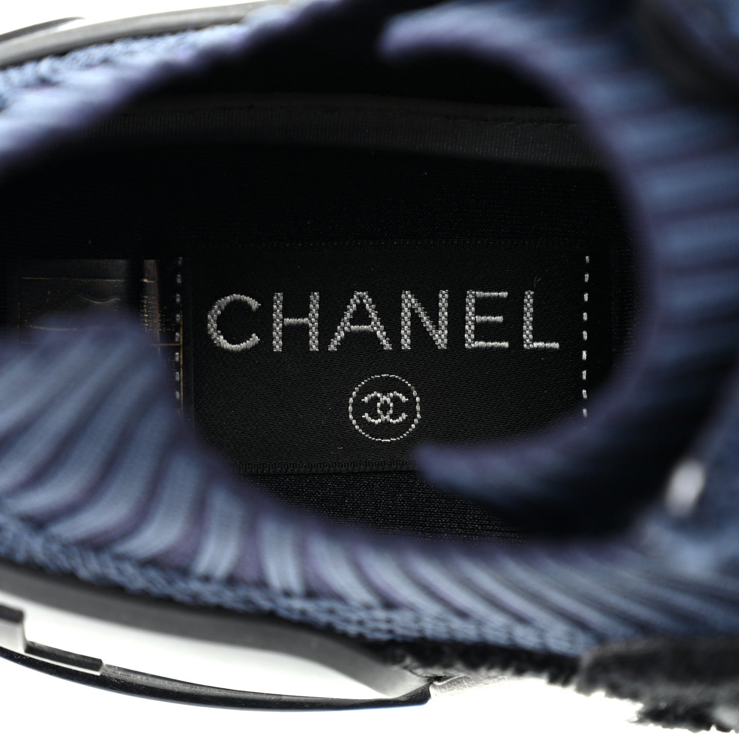 Chanel Fabric Logo Sneakers 36.5 Navy Black 6 of 9