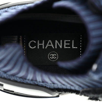 Chanel Fabric Logo Sneakers 36.5 Navy Black 6 of 9