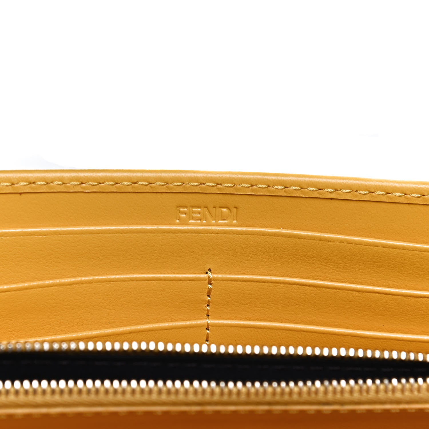 Fendi Vitello King Tamponata Logo Embossed Continental Wallet Mimosa Cyber Blue 6 of 9