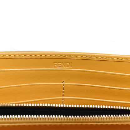 Fendi Vitello King Tamponata Logo Embossed Continental Wallet Mimosa Cyber Blue 6 of 9