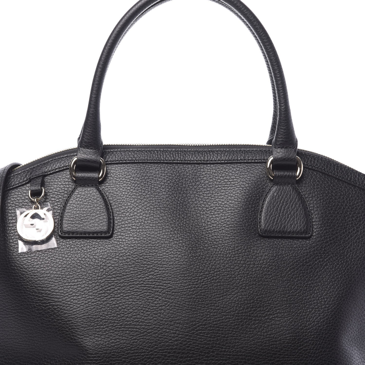 Gucci Dollar Calfskin GG Charm Dome Satchel Black 7 of 9
