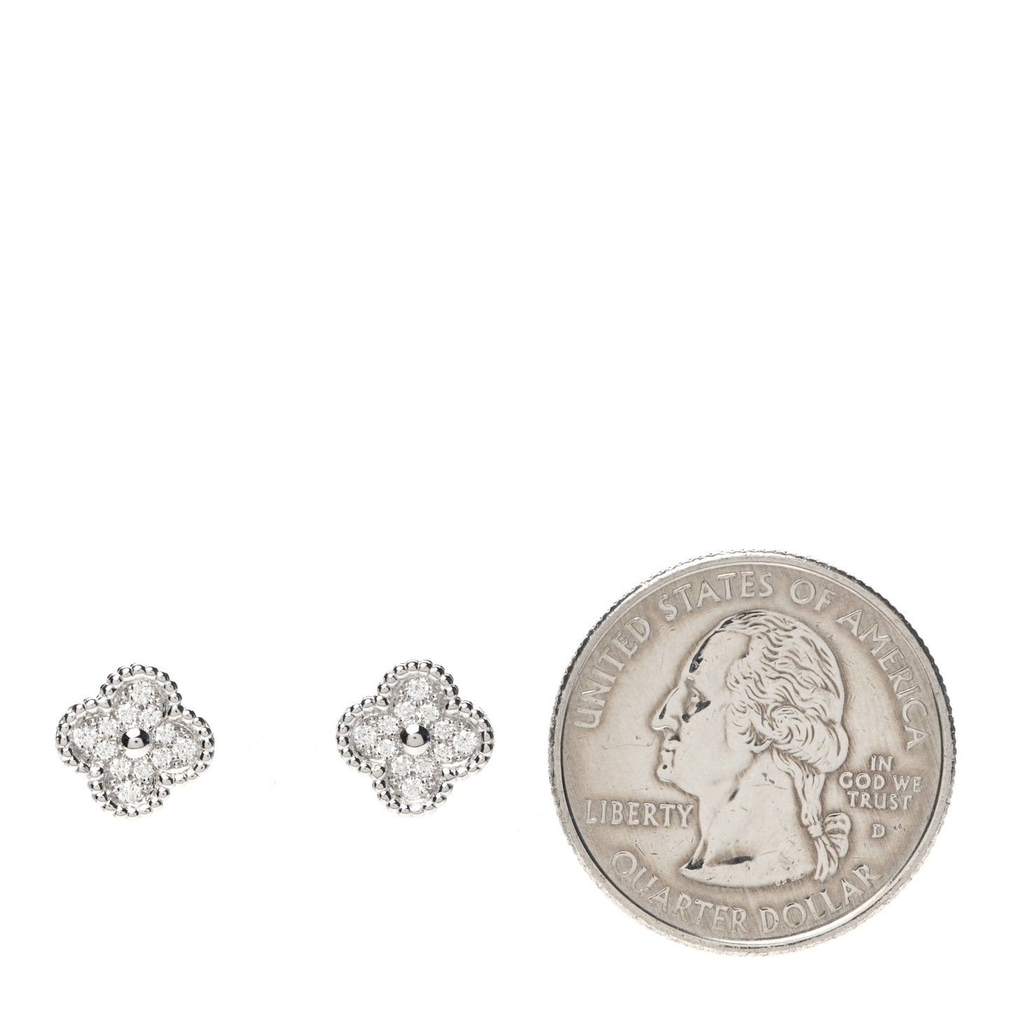 18K White Gold Diamond Sweet Alhambra Earrings