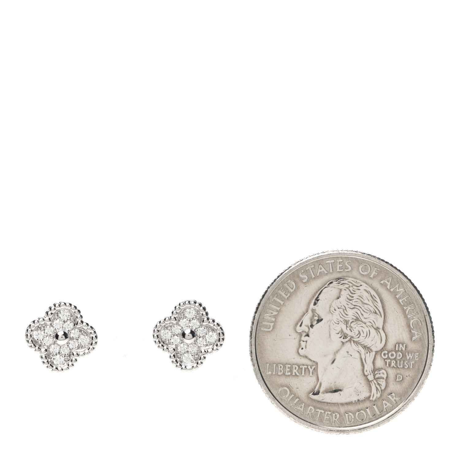 Van Cleef & Arpels 18K White Gold Diamond Sweet Alhambra Earrings 2 of 5