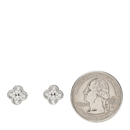 Van Cleef & Arpels 18K White Gold Diamond Sweet Alhambra Earrings 2 of 5