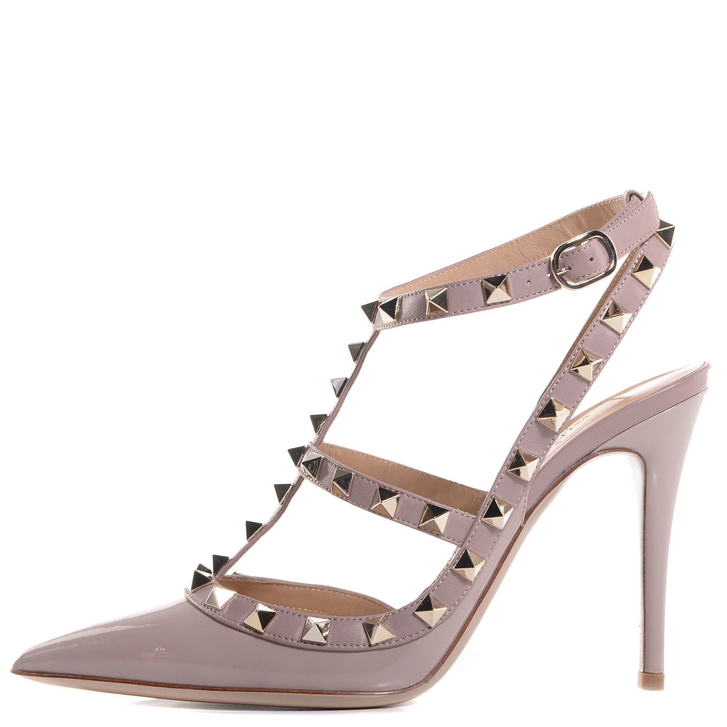 Patent Nappa Rockstud Ankle Strap 100mm Pumps 36.5 Poudre
