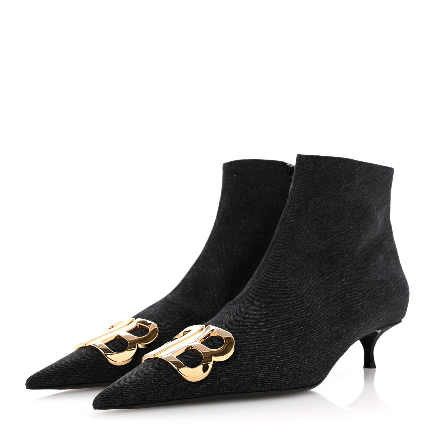 Balenciaga Denim BB Pointy Toe Ankle Booties 41 Black Vintage 4 of 10