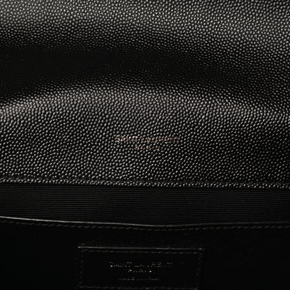 Saint Laurent Grain De Poudre Textured Mixed Matelasse Triquilt Medium Monogram Satchel Black 7 of 11