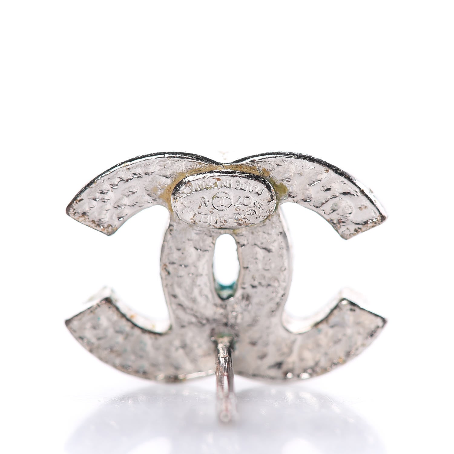 Chanel Crystal Mini Timeless CC Earrings Silver 4 of 6