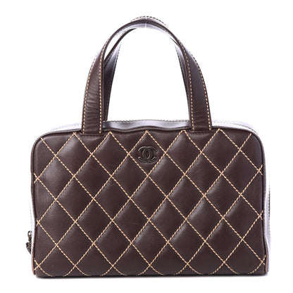 Chanel Calfskin Wild Stitch Top Handle Bag Brown 1 of 12