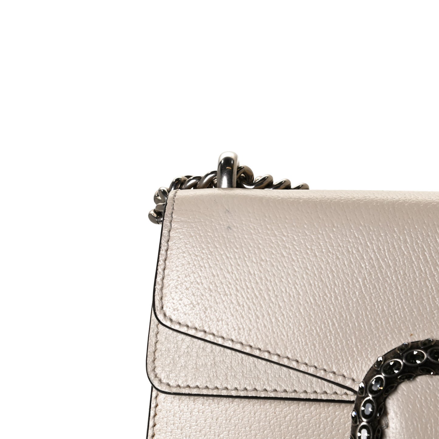 Textured Calfskin Crystal Mini Dionysus Shoulder Bag Mystic White