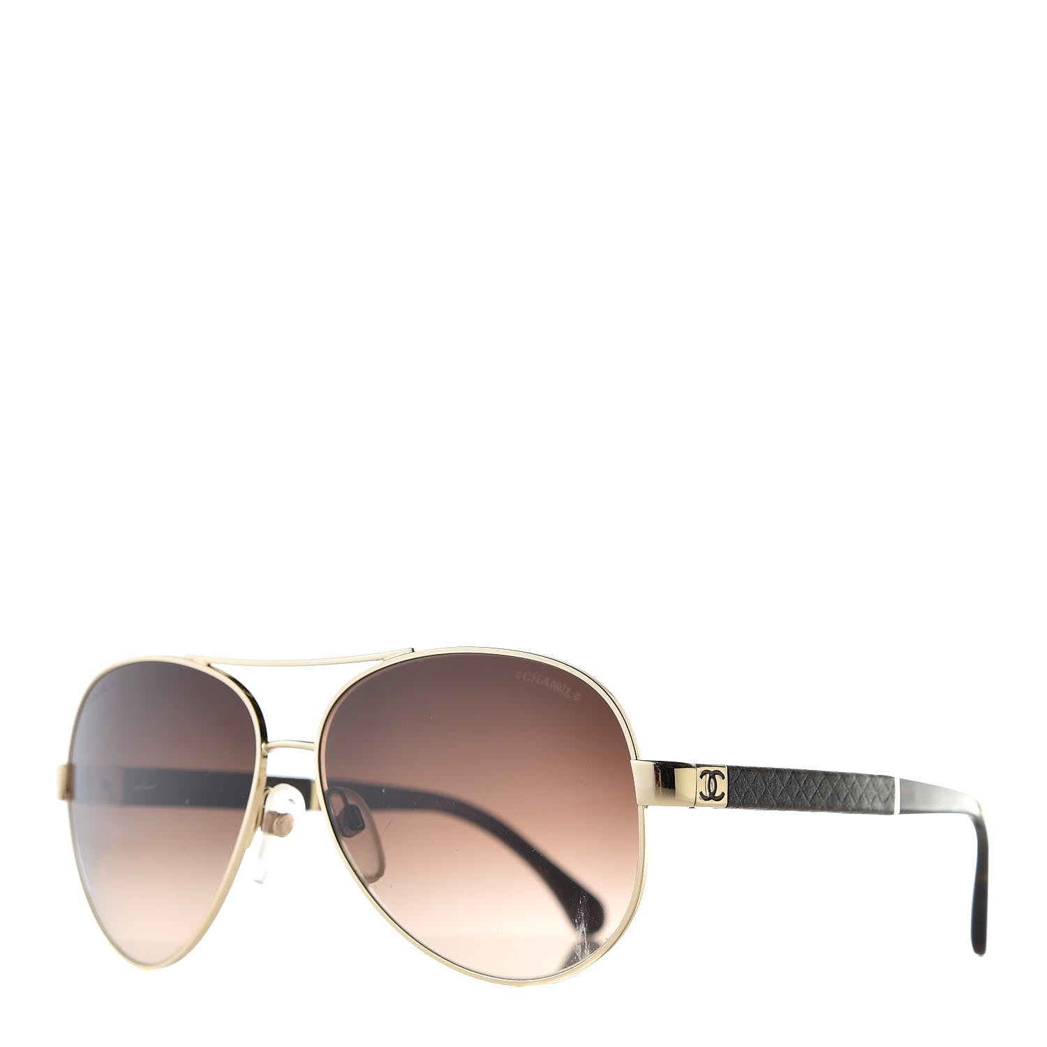 Chanel Lambskin Quilted CC Aviator Sunglasses 4195-Q Brown 1 of 9