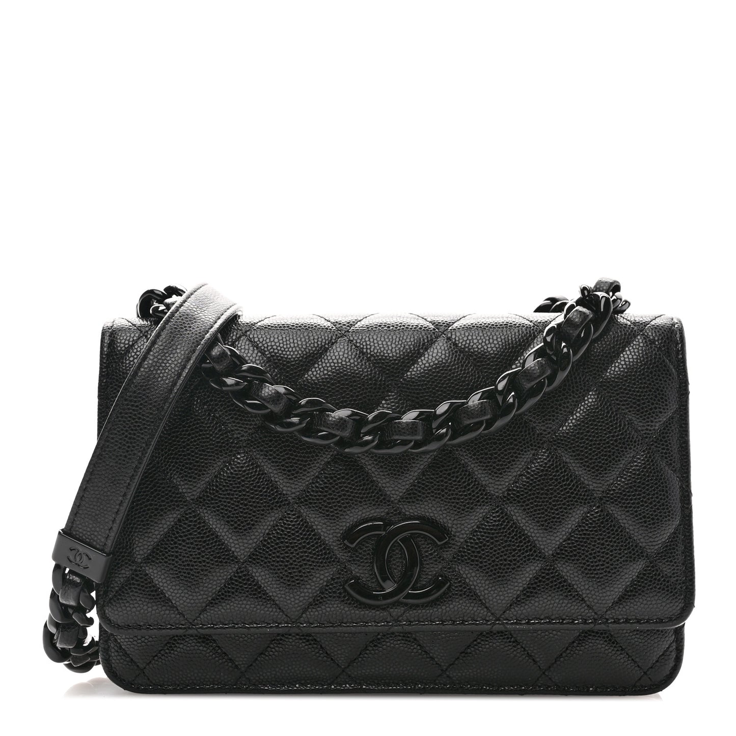 Caviar Quilted My Everything Wallet On Chain WOC Black