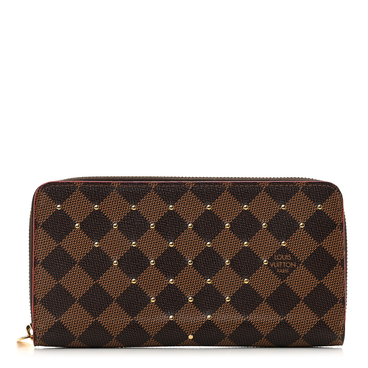 Louis Vuitton Damier Ebene Studded Zippy Wallet Cherry 1 of 7
