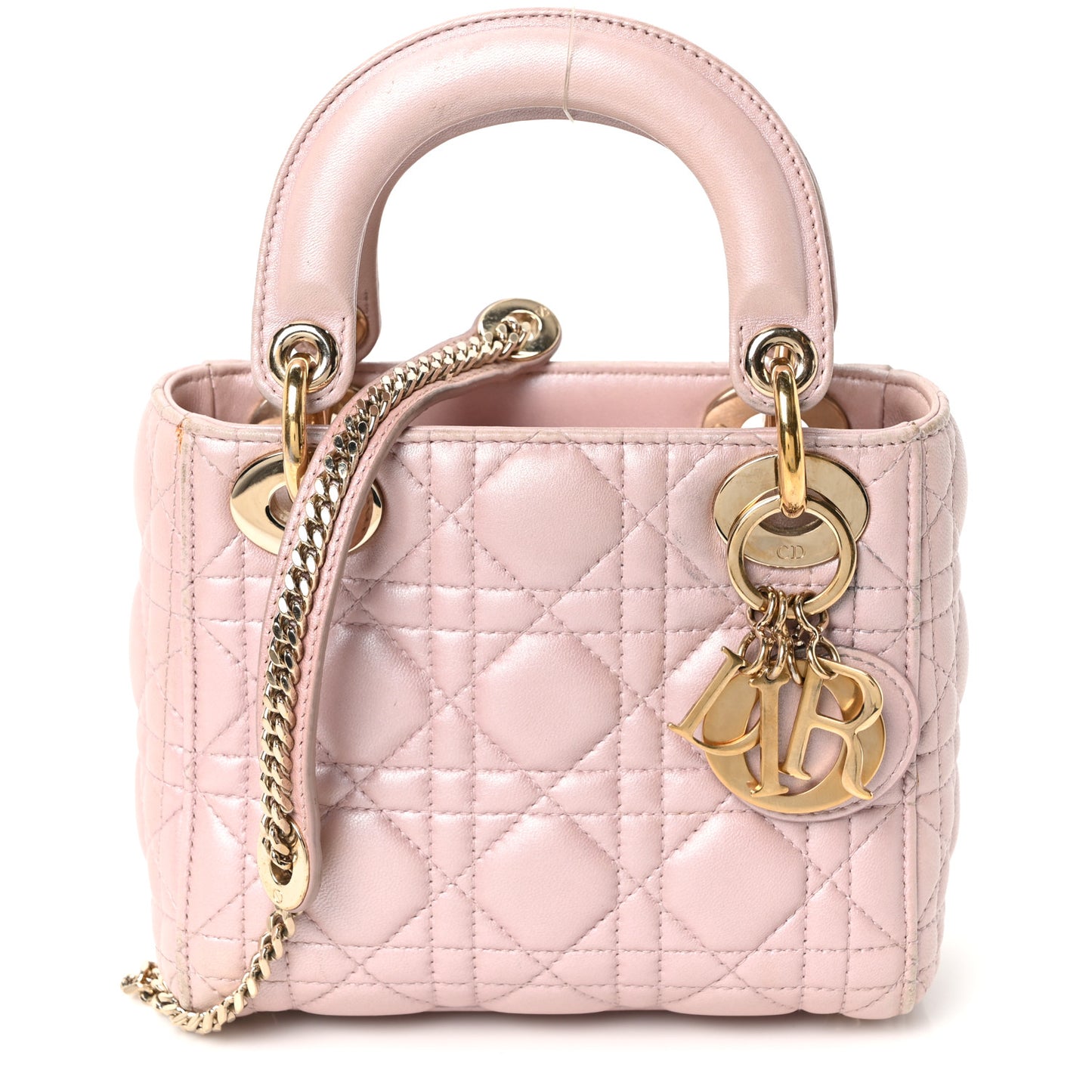 Metallic Lambskin Cannage Mini Lady Dior Lotus