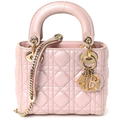 Christian Dior Metallic Lambskin Cannage Mini Lady Dior Lotus 7 of 9