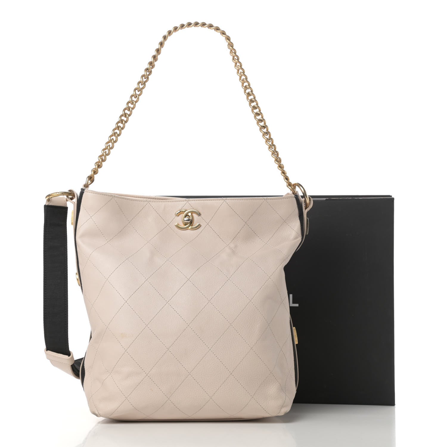 Chanel Calfskin Stitched Large Button Up Hobo Beige 16 of 16