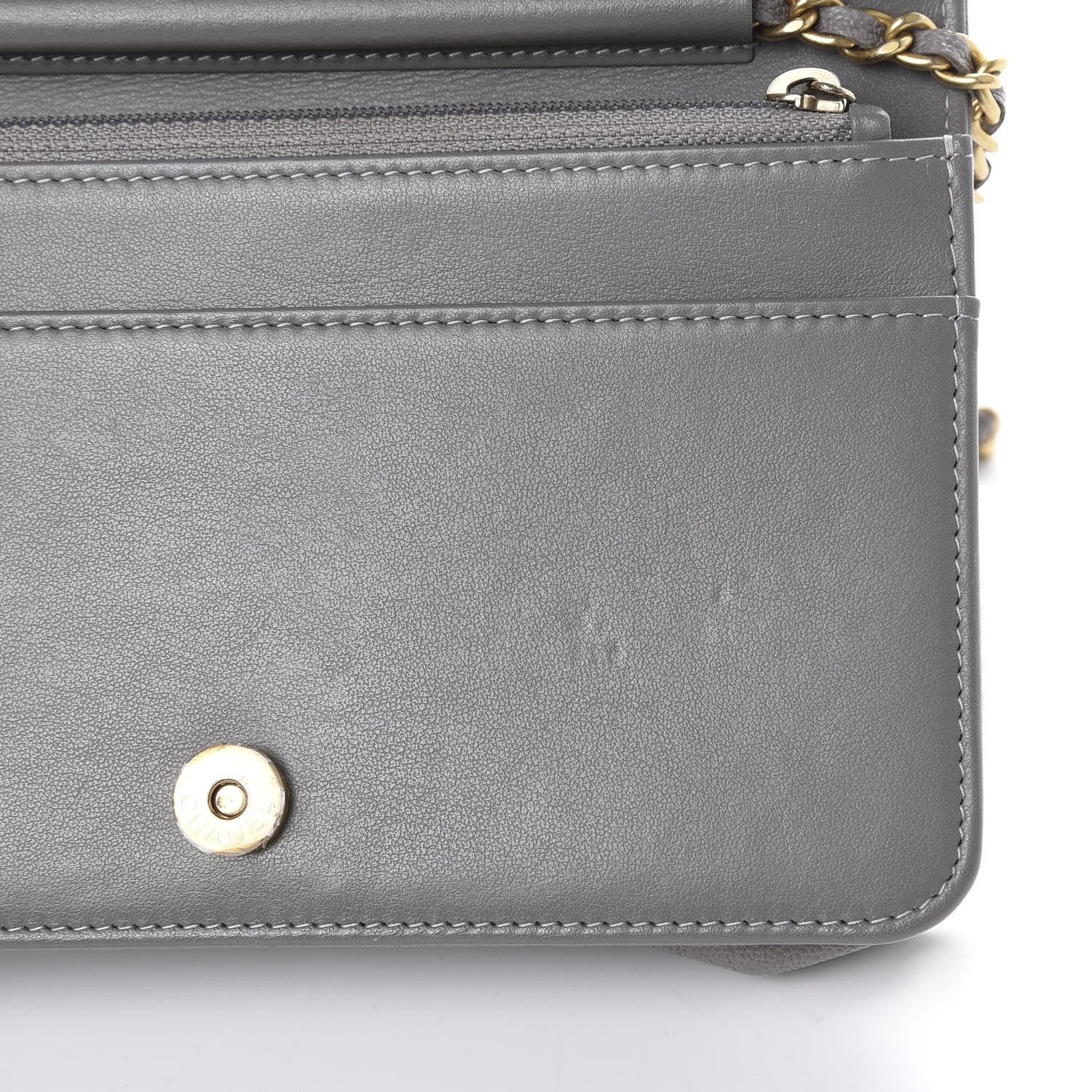 Chanel Caviar Quilted Boy Wallet On Chain WOC Grey 11 of 16