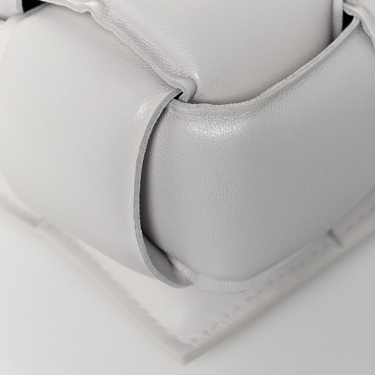 Lambskin Maxi Intreccio Padded Chain Cassette Crossbody Bag White