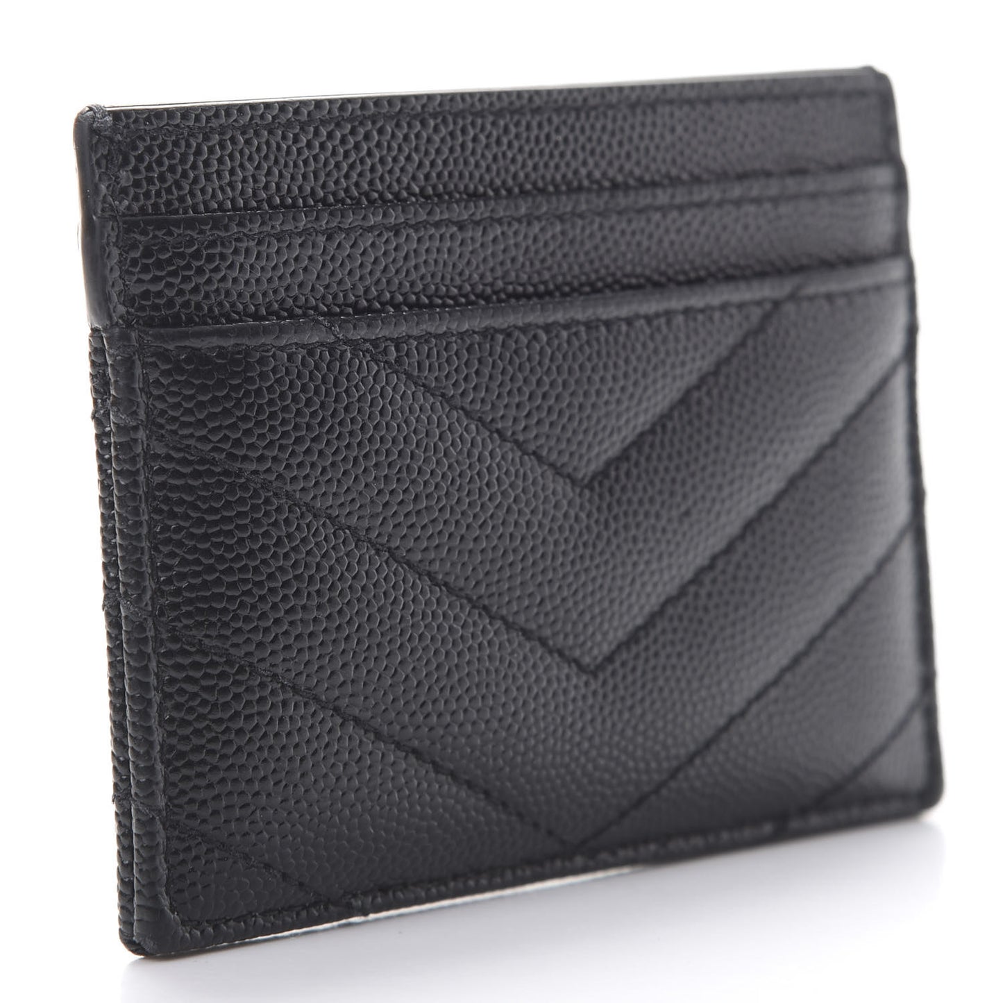 Grain De Poudre Matelasse Chevron Monogram Credit Card Case Black