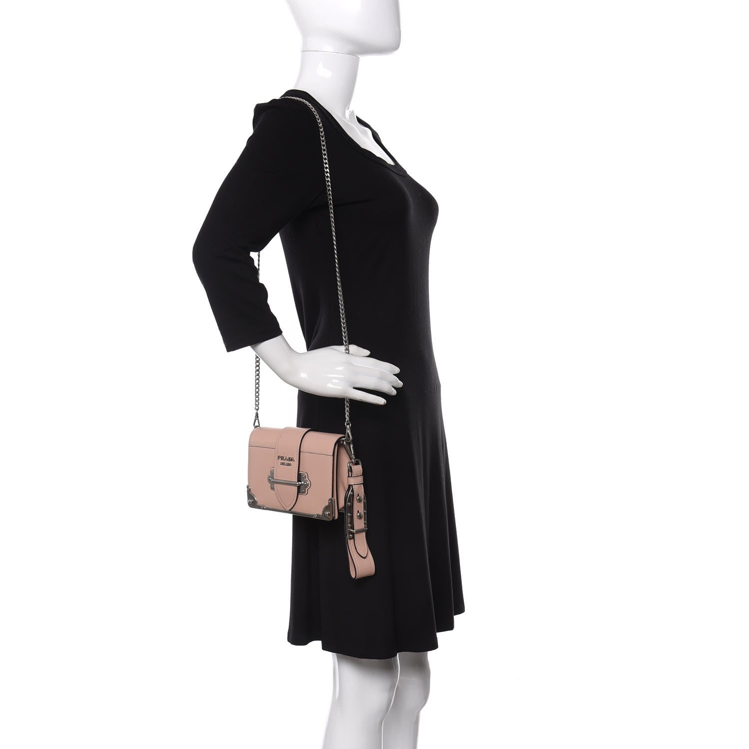 Prada Spazzolato Soft Calf Cahier Chain Wristlet Clutch Pesca 2 of 9