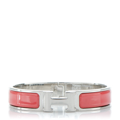 Hermes Enamel Narrow Clic Clac H Bracelet PM Rouge Corail 6 of 10