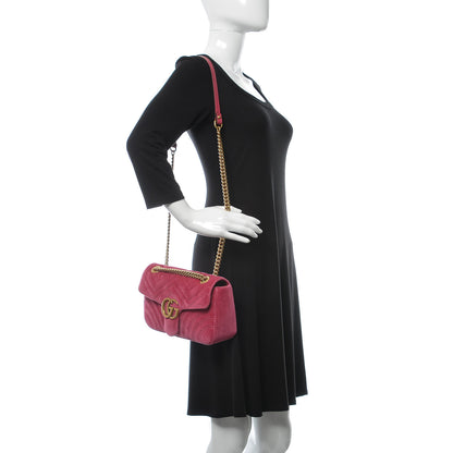 Gucci Velvet Matelasse Small GG Marmont Shoulder Bag Light Raspberry Rose 2 of 10