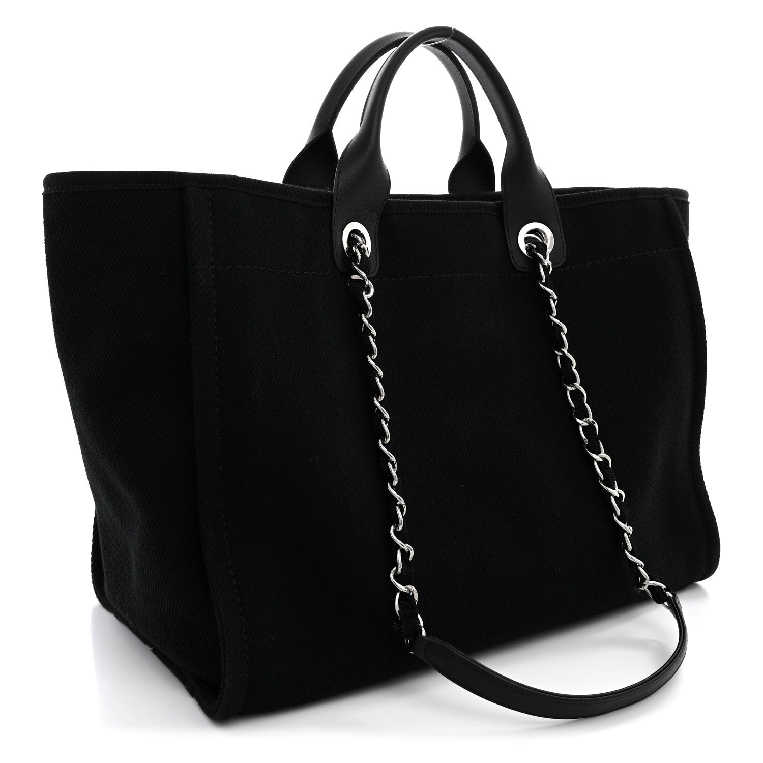 Chanel Canvas Pearl Medium Deauville Tote Black 3 of 12