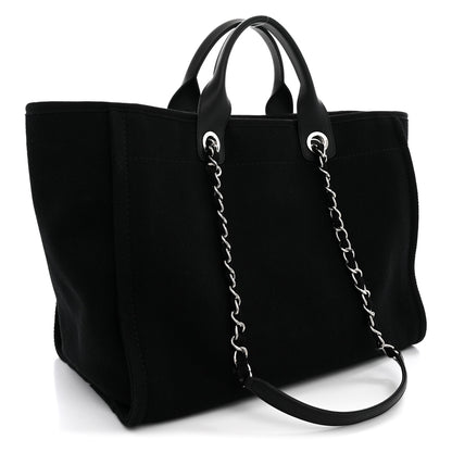 Chanel Canvas Pearl Medium Deauville Tote Black 3 of 12