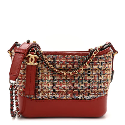 Chanel Tweed Calfskin Small Gabrielle Hobo Red Multicolor 1 of 13