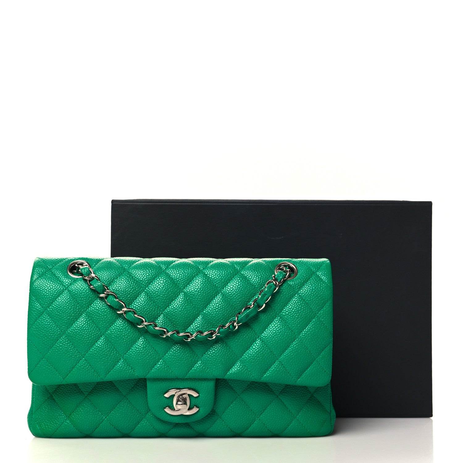 Chanel Caviar Quilted Medium Double Flap Green 13 of 13