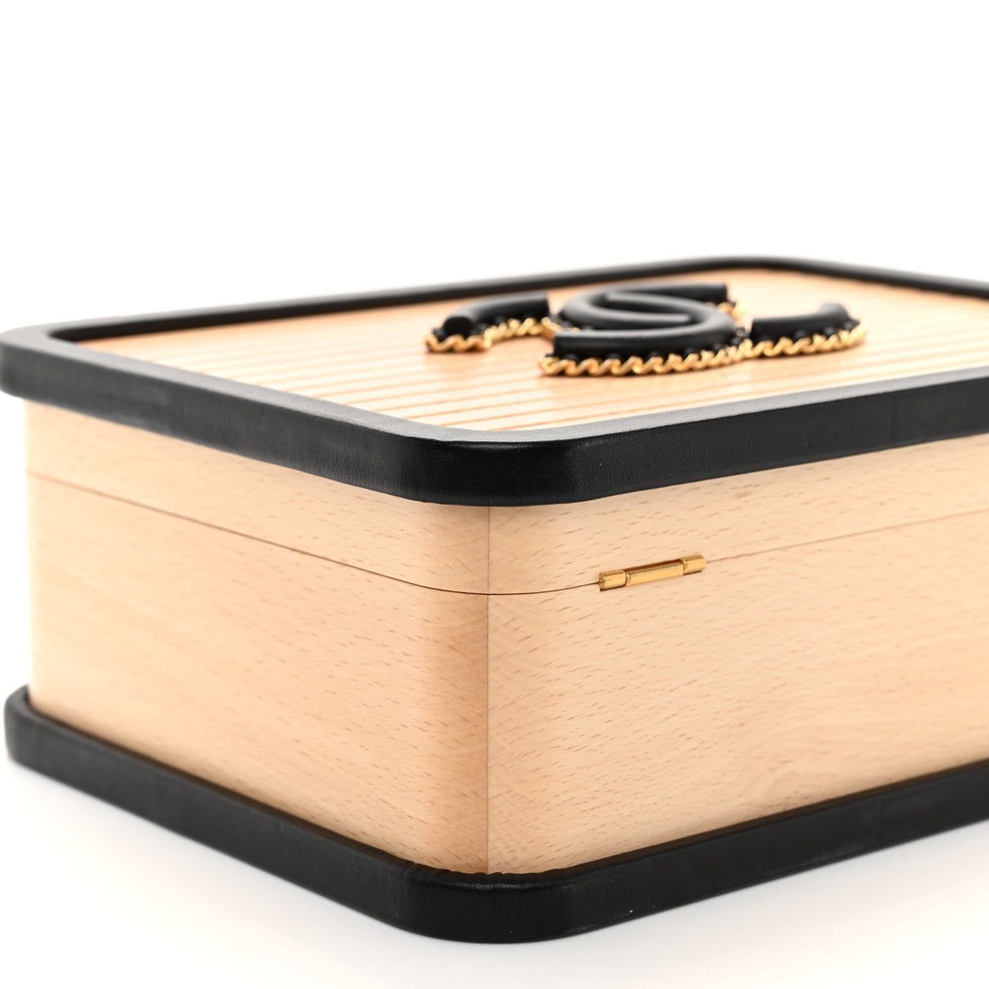 Beech Wood Lambskin Medium CC Vanity Case Black
