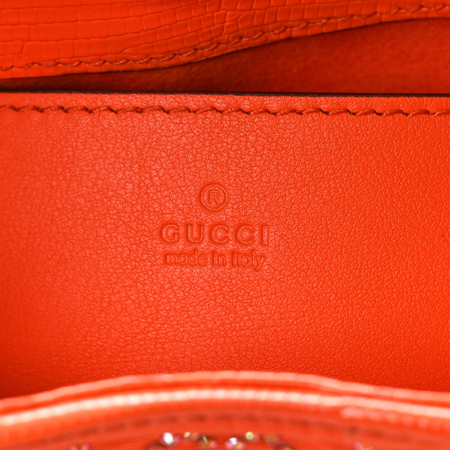Gucci Canvas Lizard Crystal GG Monogram Mini Jackie 1961 Orange
