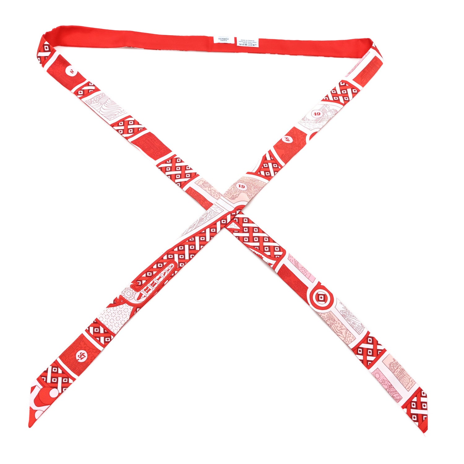 Hermes Silk Le Tour Du Monde Twillon Rouge Rose Rouge Coquelicot 1 of 3