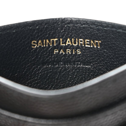 Saint Laurent Grain De Poudre Matelasse Chevron Monogram Credit Card Case Black 6 of 8