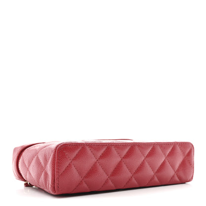Chanel Caviar Quilted Top Handle Slim Vanity With Chain Red 4 of 11