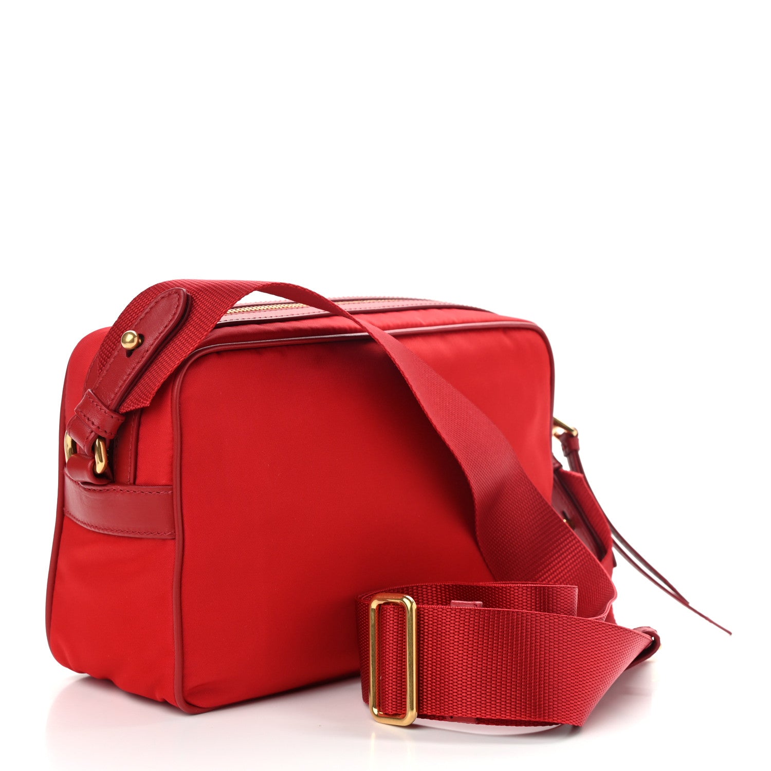 Prada Tessuto Nylon Soft Calf Camera Bag Rosso 3 of 10
