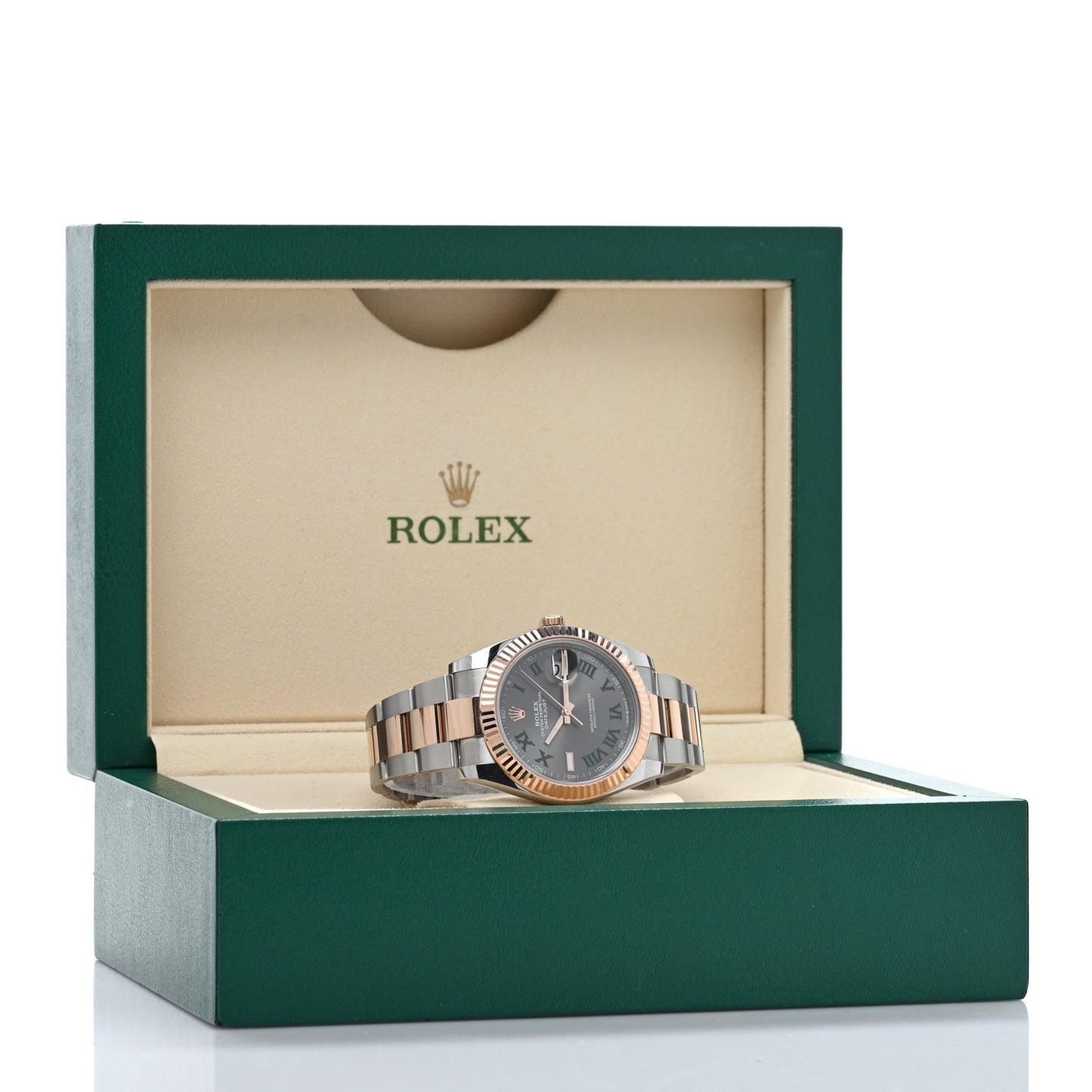 Stainless Steel 18K Everose Gold 41mm Oyster Perpetual Wimbledon Datejust Watch Slate 126331