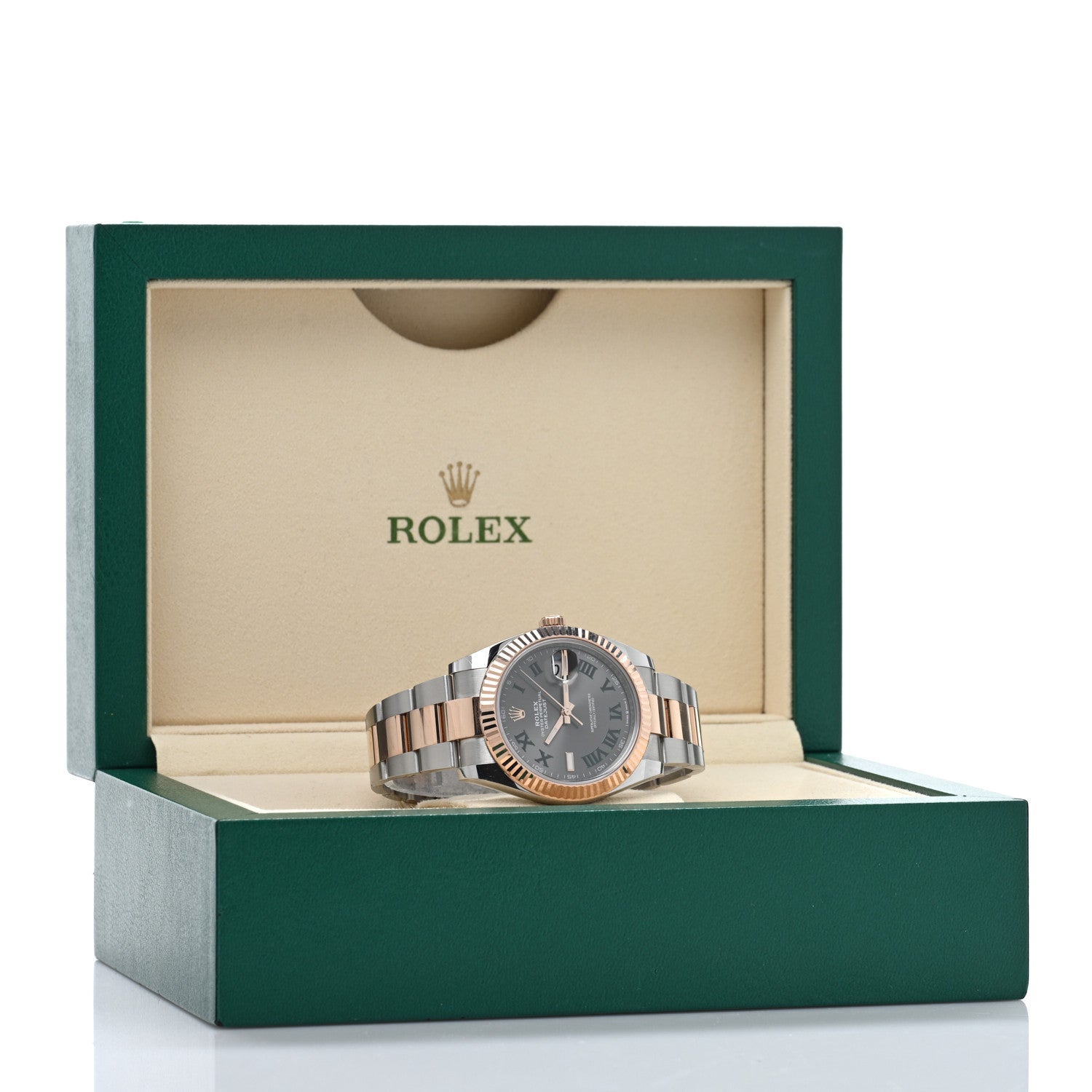 Rolex Stainless Steel 18K Everose Gold 41mm Oyster Perpetual Wimbledon Datejust Watch Slate 126331 5 of 5