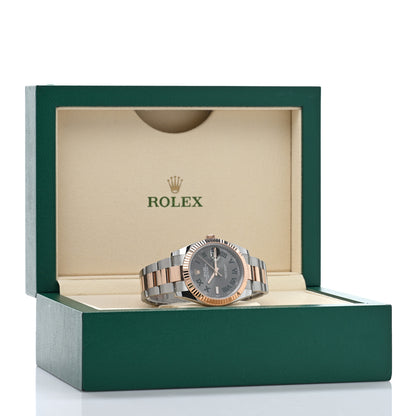 Rolex Stainless Steel 18K Everose Gold 41mm Oyster Perpetual Wimbledon Datejust Watch Slate 126331 5 of 5
