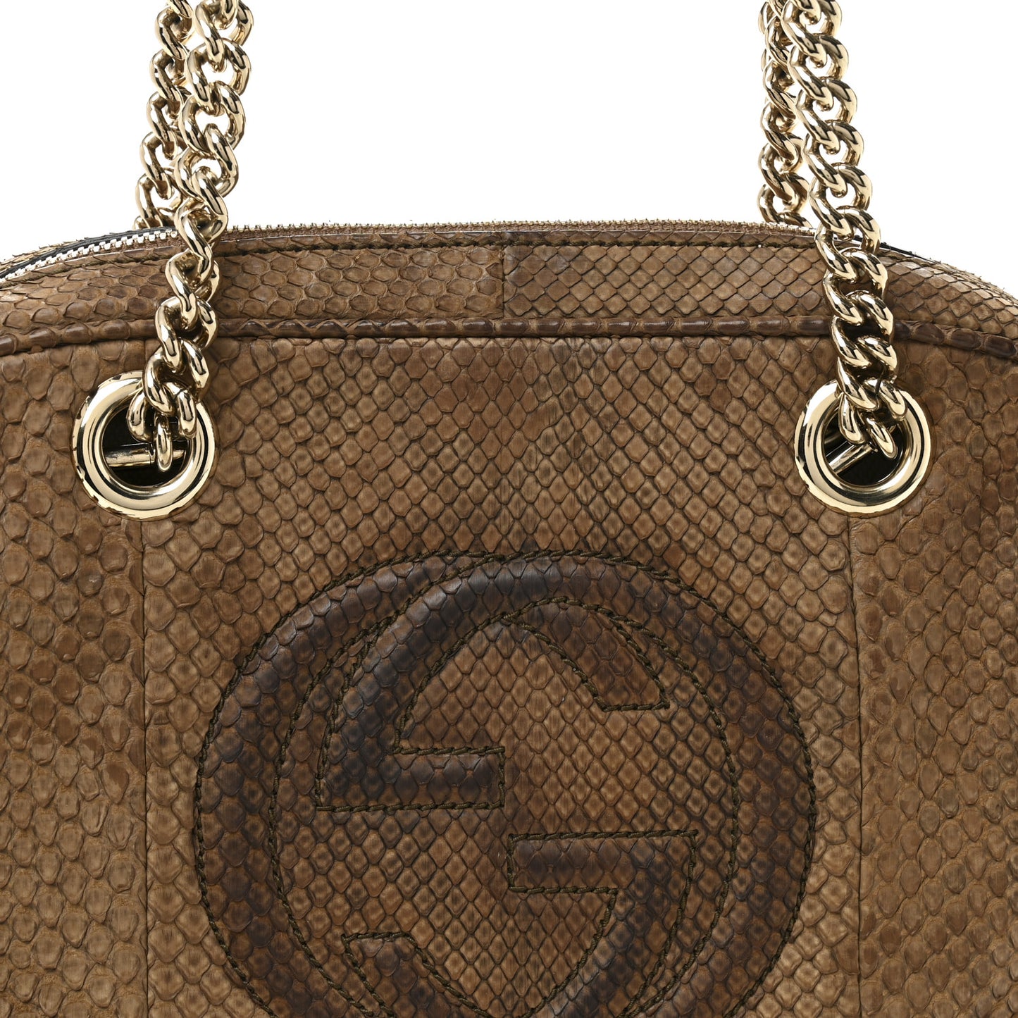 Snakeskin Small Soho Bowler Brown