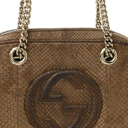 Gucci Snakeskin Small Soho Bowler Brown 8 of 10