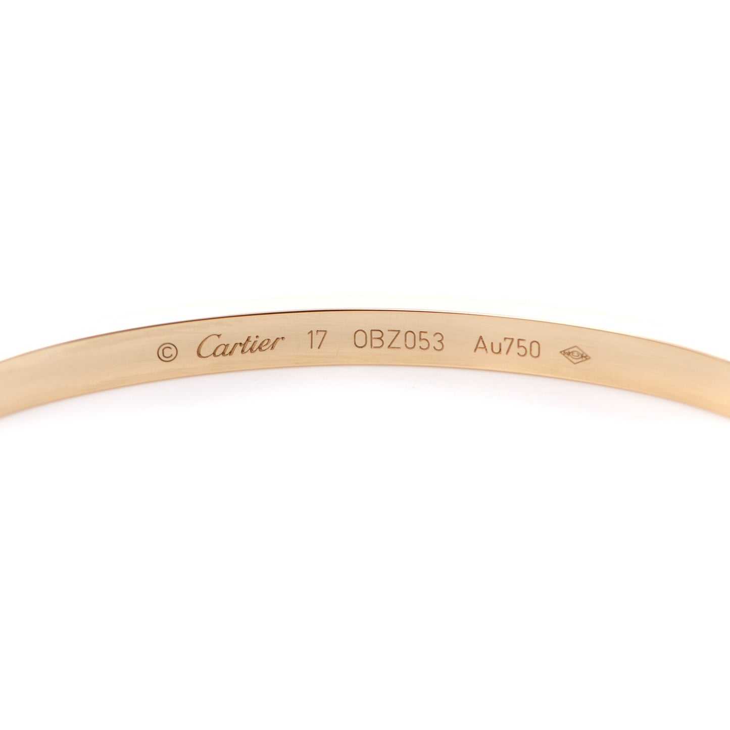 18K Yellow Gold 6 Diamond Small LOVE Bracelet 17
