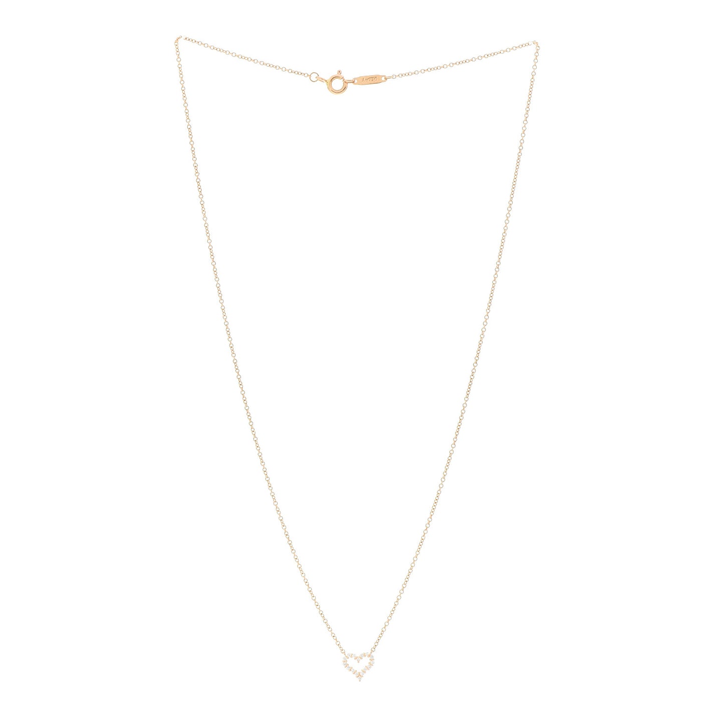 18K Rose Gold Diamond Extra Mini Heart Pendant Necklace