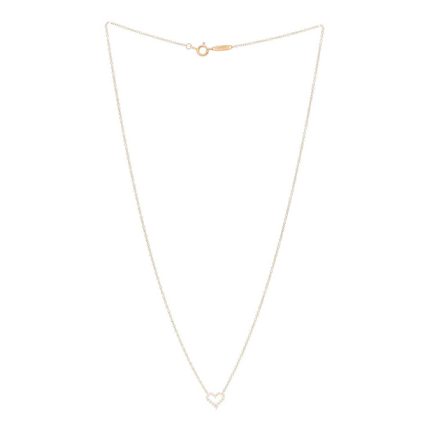 Tiffany 18K Rose Gold Diamond Extra Mini Heart Pendant Necklace 3 of 6