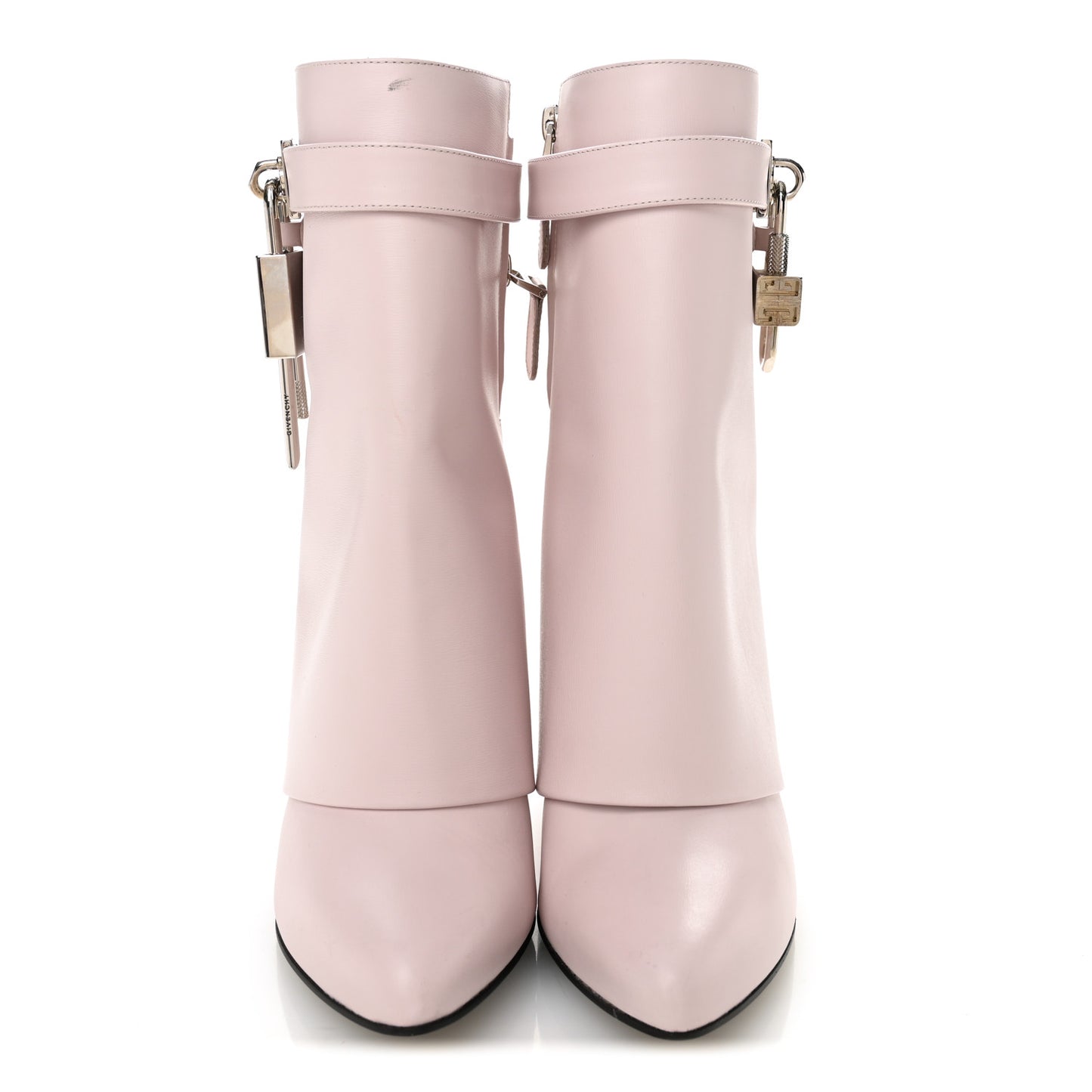 Calfskin Shark Lock Ankle Boots 38.5 Light Pink