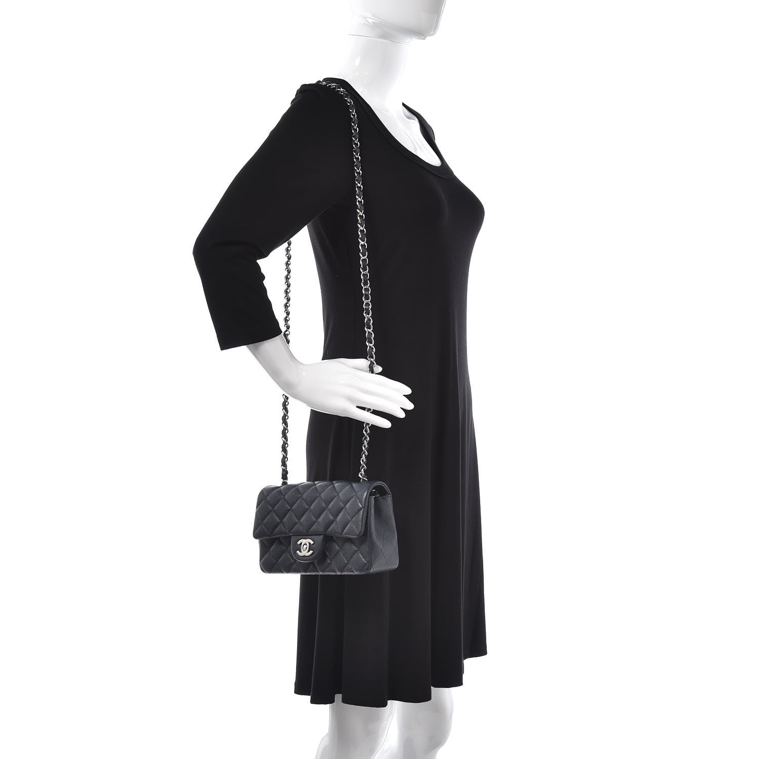 Chanel Caviar Quilted Mini Rectangular Flap Navy 2 of 8