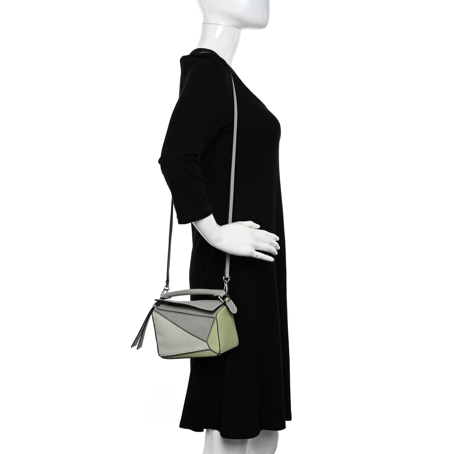 Loewe Calfskin Mini Puzzle Bag Ash Grey Light Celadon 2 of 9
